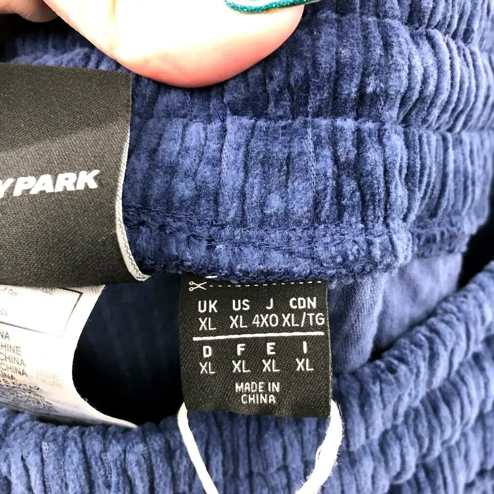 ADIDAS X Ivy Park Unisex Corduroy Sweat Pants XL Dark Blue Heavyweight NWT
